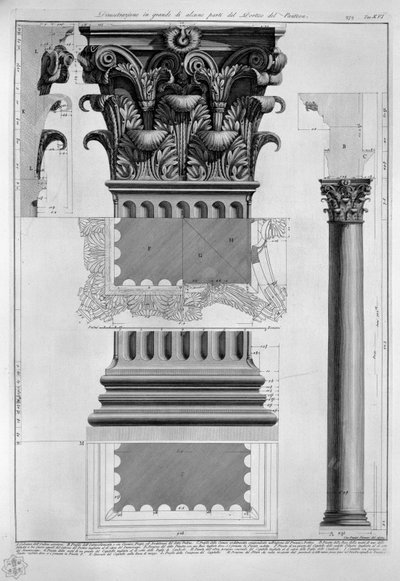 Dimostrazione in grande di alcune parti del Portico del Panteon von Francesco Piranesi